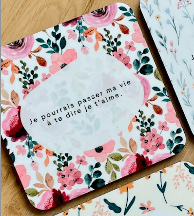 Sous-verre grosses fleurs - Je t'aime - Cute!