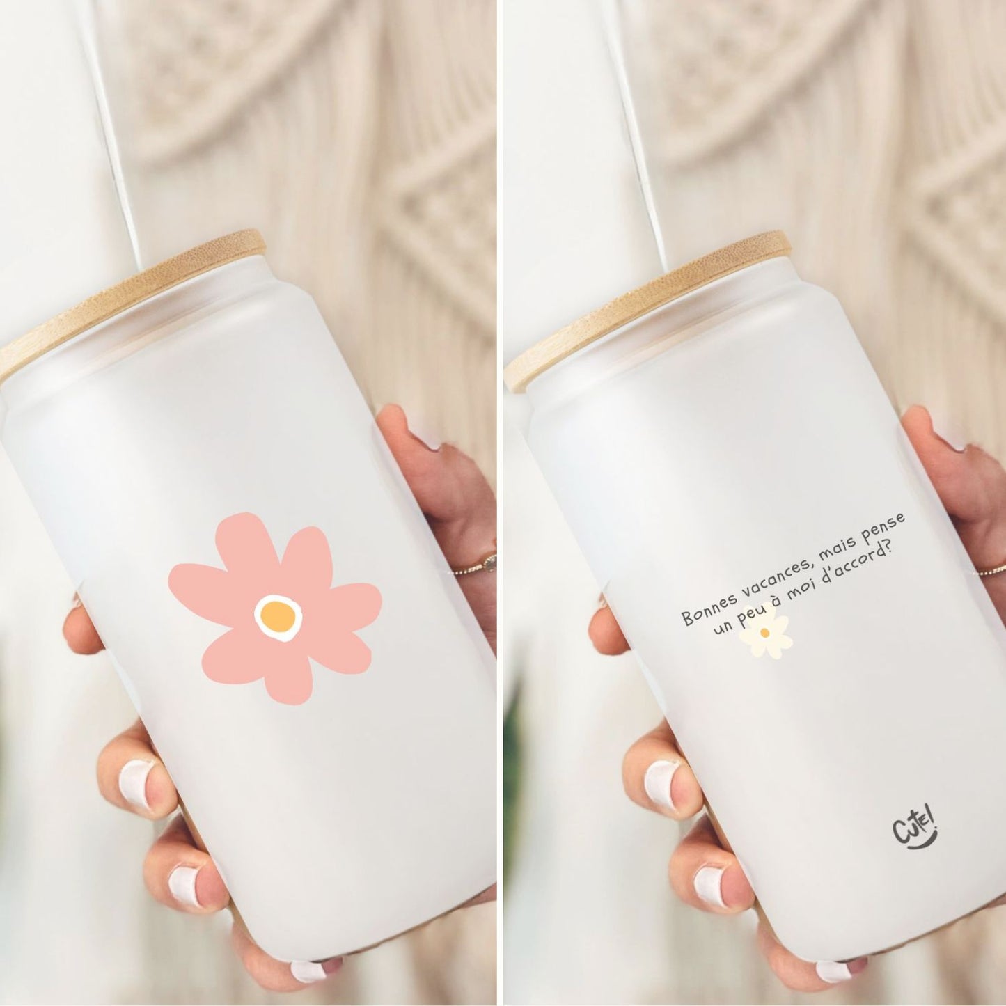 Verre givré avec fleur - Bonnes vacances! - Cute!
