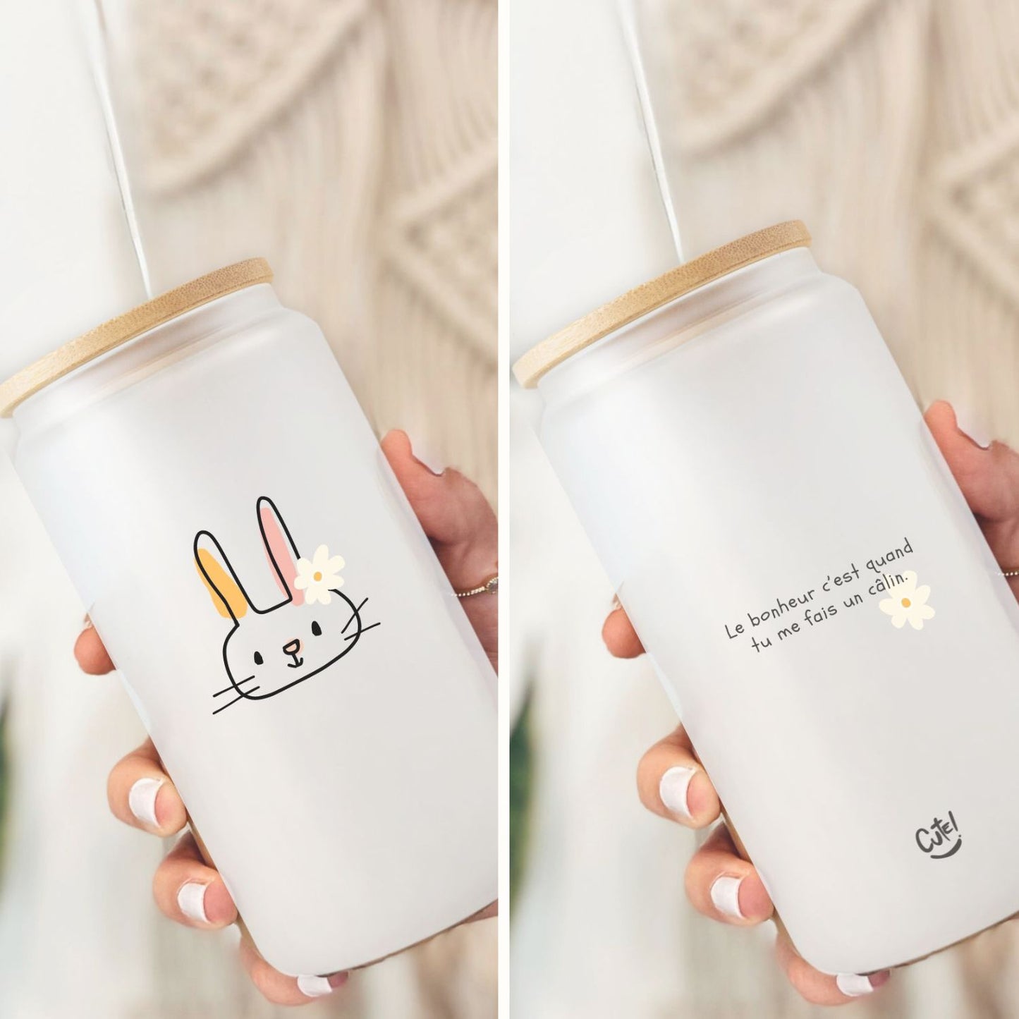 Verre givré avec lapin - Câlin - Cute!