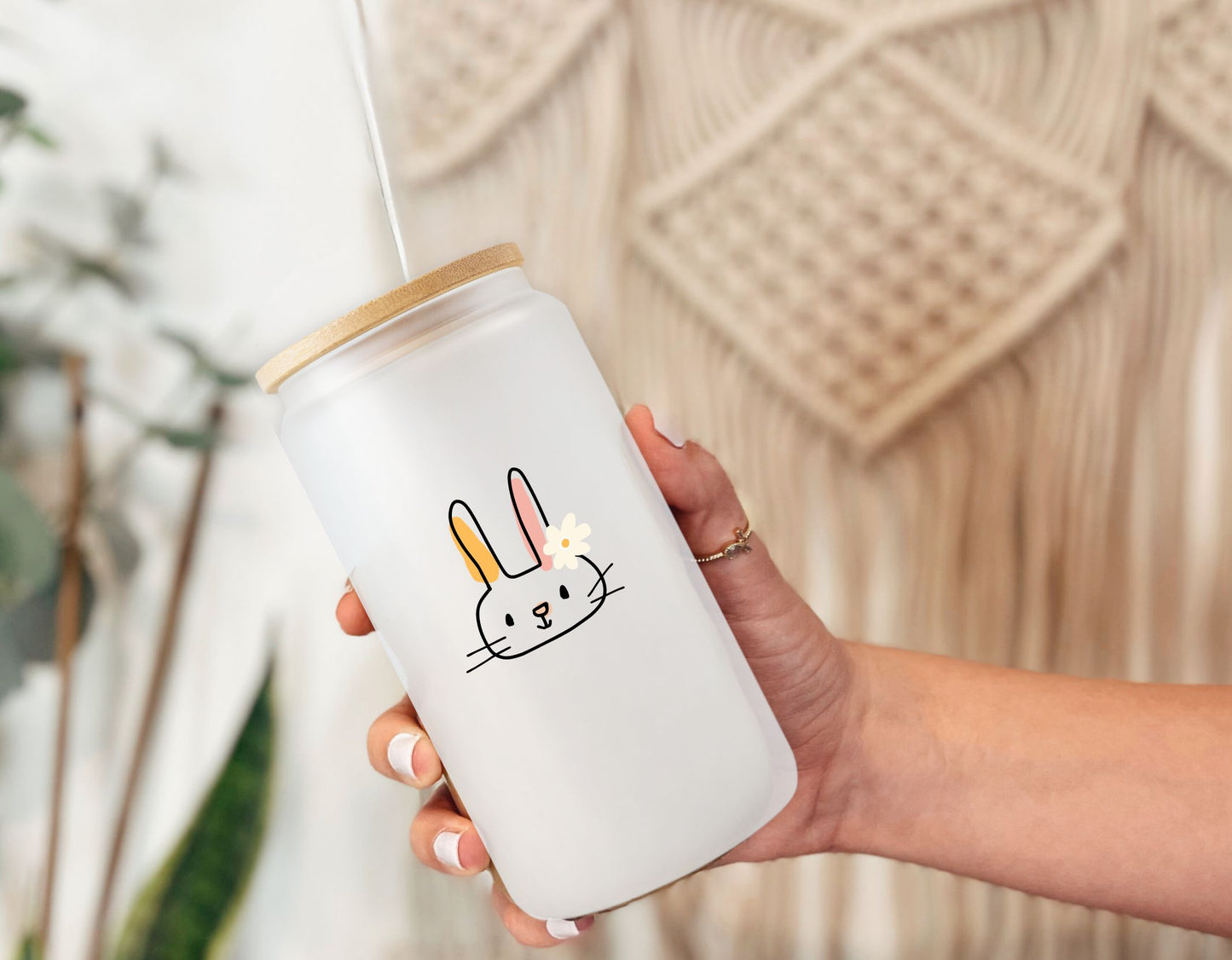Verre givré avec lapin marguerite - Bonnes vacances! - Cute!