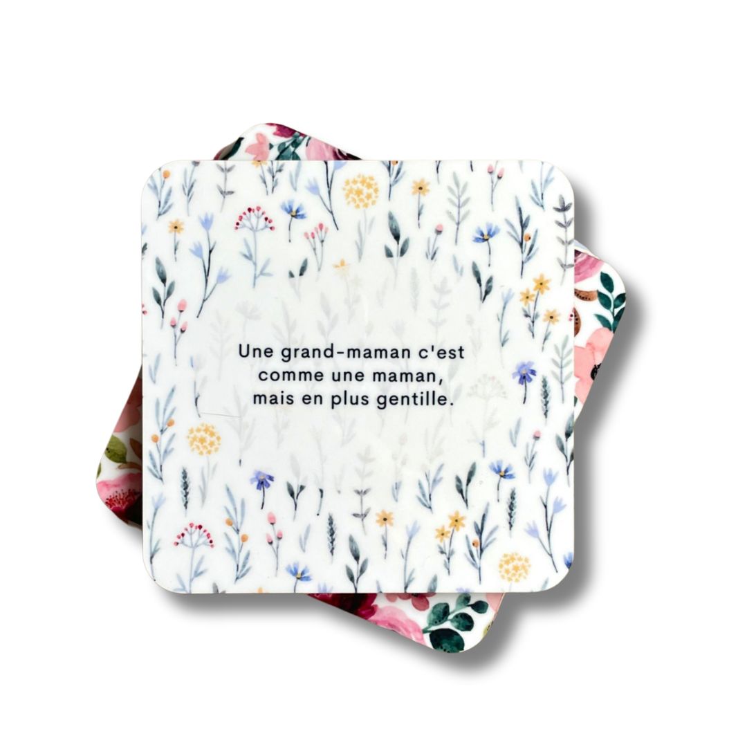 Sous-verre pour grand-maman fleuri jaune - Cute!