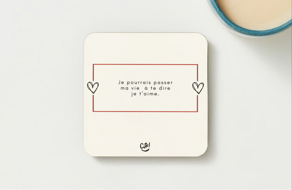 Sous-verre crème - Je t'aime - Cute!