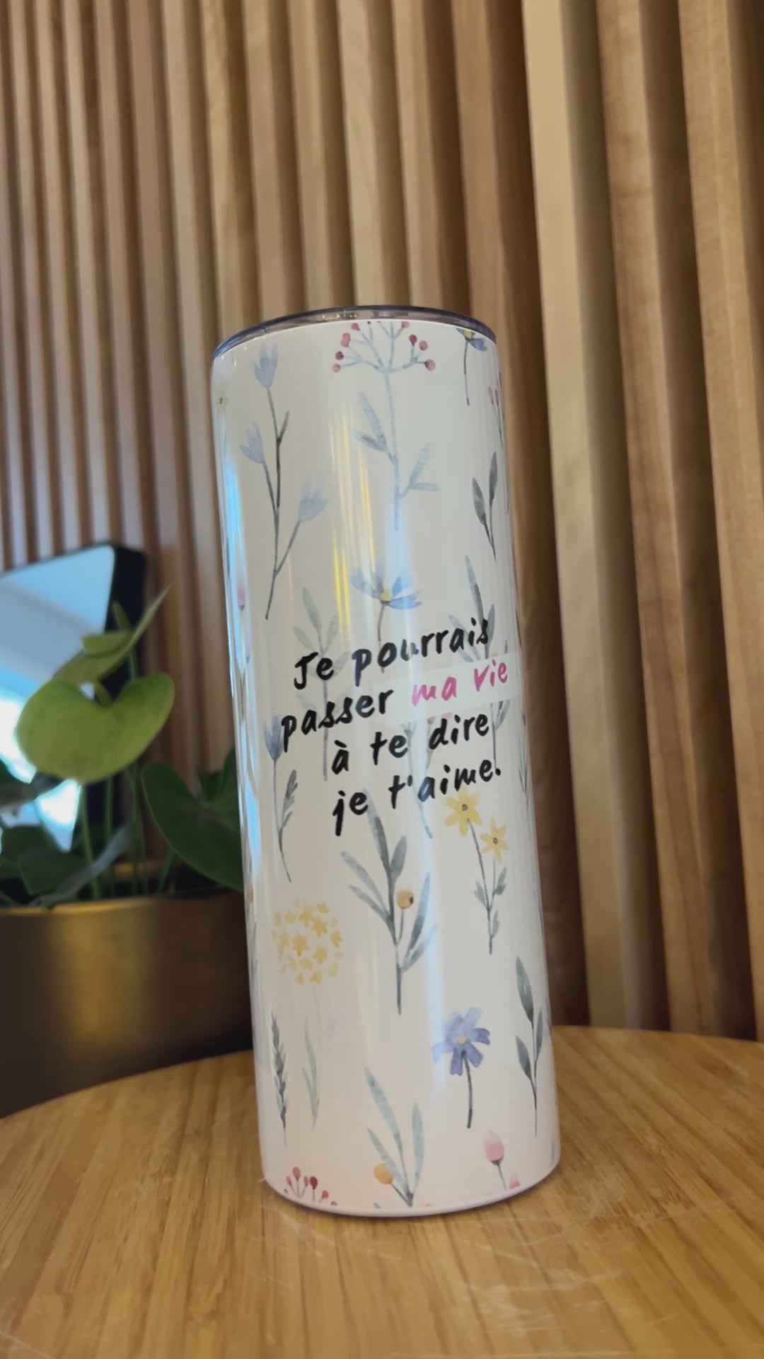 Tasse de voyage fleurie beige - Je pourrais passer ma vie à te dire je t'aime - Cute!